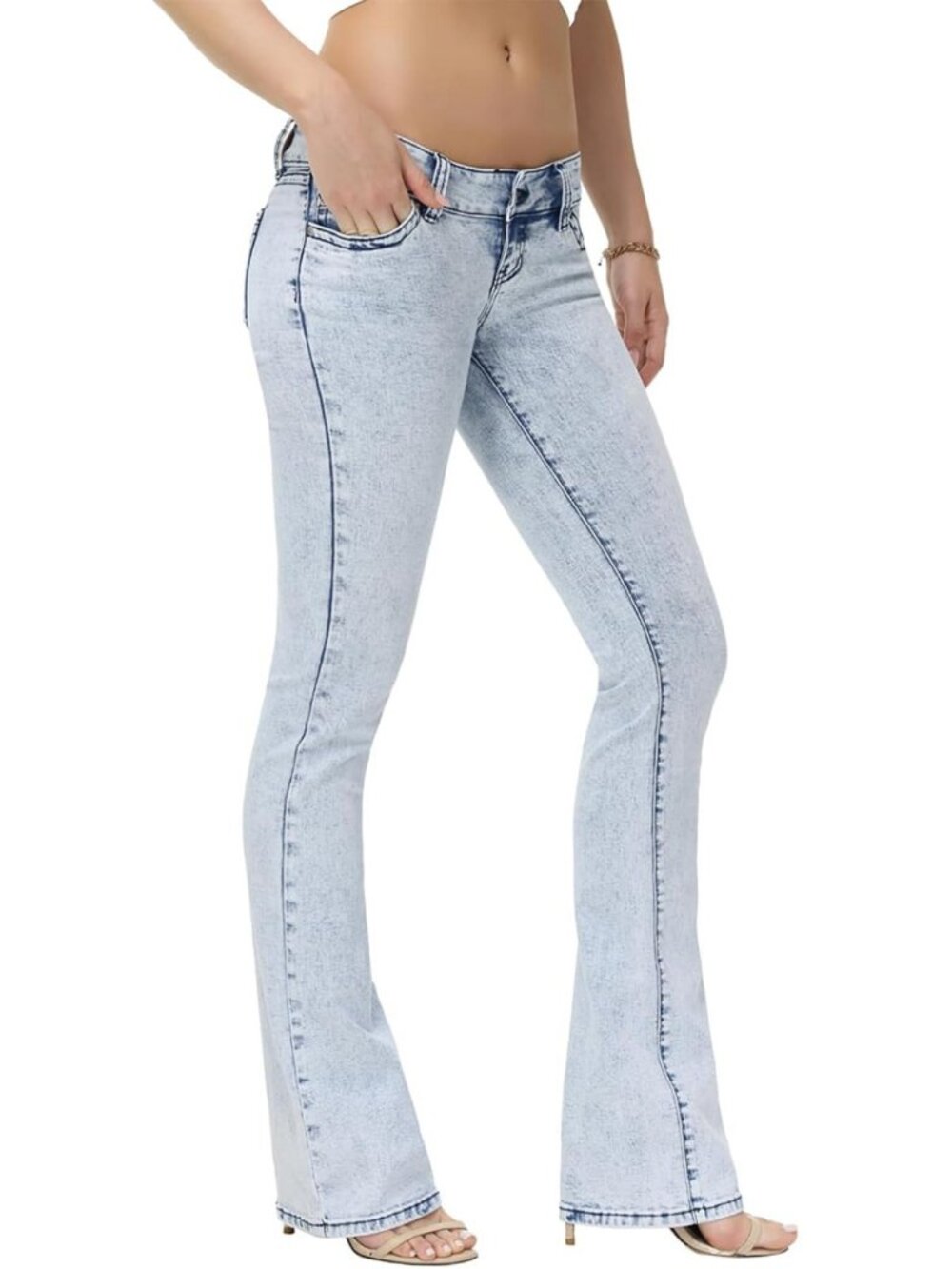Super Low Rise Bootcut Jeans for Women | Stretchy Y2K Style Pants